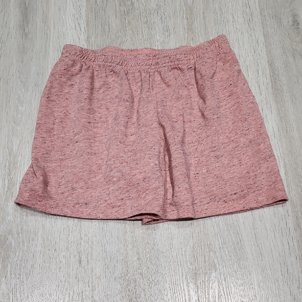 Monrow Heathered Pink Elastic-Waist Lounge Skort